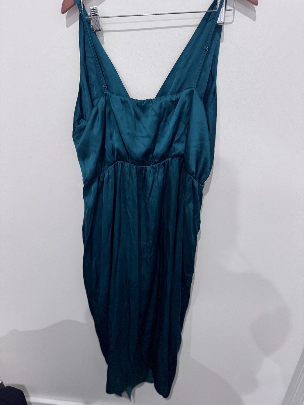 Abercrombie & Fitch Deep Emerald Satin Wrap Midi Dress - Picture 11 of 11